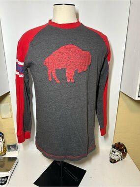 Men's Long-Sleeve Buffalo bills Raglan Shirt - Charcoal and Red